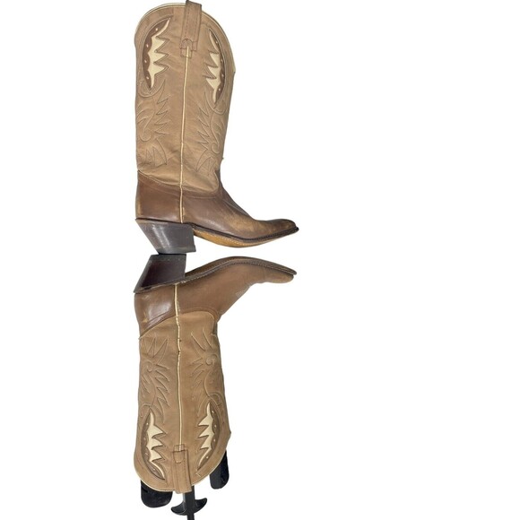 ACME Women's Brown Leather Embroidery Almond Toe Cowboy Western Boots Size US 8A - Picture 5 of 8